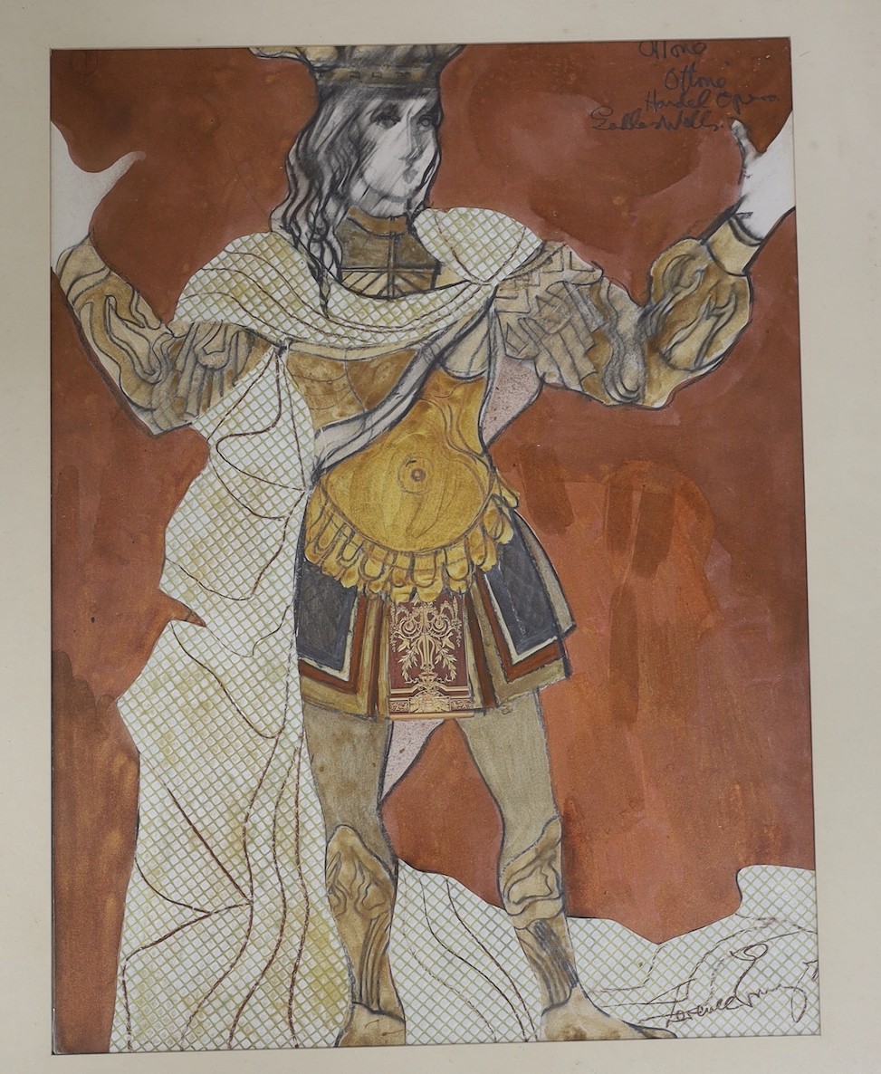 Terence Emery (Costume designer), mixed media, two costume designs for Othello at Sadlers Wells, signed, 50 x 37cm, one unframed